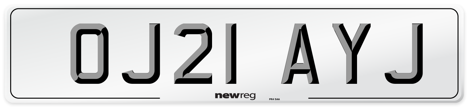 OJ21 AYJ Number Plate from New Reg